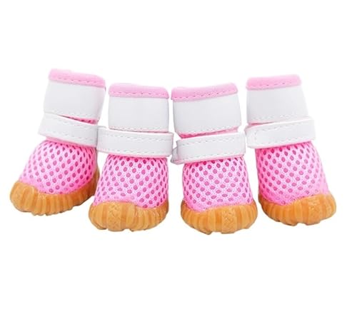 Atmungsaktive Mesh-Hundeschuhe, langlebig, rutschfeste Unterseite, Chihuahua-Turnschuhe, weiche Sohlenstiefel for kleine Hunde, Sandalen (Color : Pink, Size : 2) von SpeesY