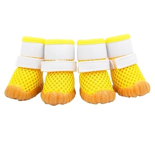 Atmungsaktive Mesh-Hundeschuhe, langlebig, rutschfeste Unterseite, Chihuahua-Turnschuhe, weiche Sohlenstiefel for kleine Hunde, Sandalen (Color : Yellow, Size : 3) von SpeesY