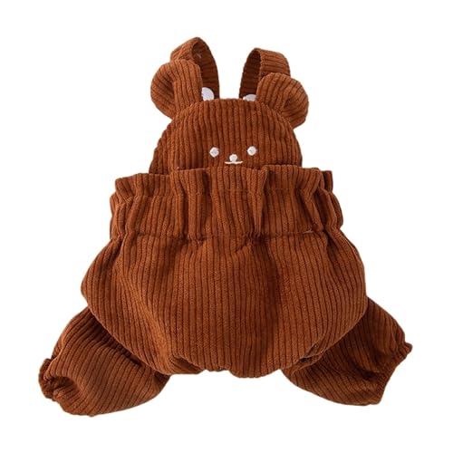 Gelbe Bären-Trägerhose for Hunde, vierbeinige Kleidung, Cord-Haustierkleidung, warme Träger-Kleidung for Hunde (Color : Brown, Size : L) von SpeesY