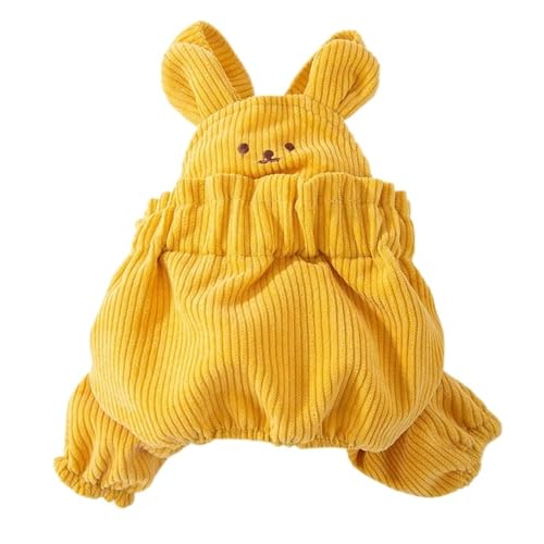 Gelbe Bären-Trägerhose for Hunde, vierbeinige Kleidung, Cord-Haustierkleidung, warme Träger-Kleidung for Hunde (Color : Red, Size : XS) von SpeesY