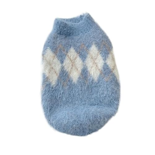Haustier-Plüschpullover, Karierter Pullover for kleine Hunde, Hundemantel, Hundekleidung (Color : C1, Size : Blue) von SpeesY