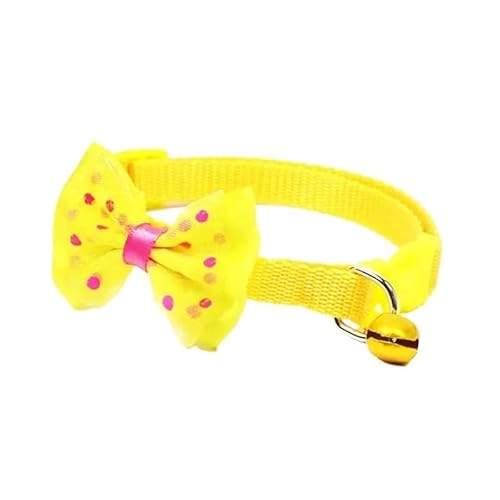 Haustierhalsband mit Schleife, verstellbar, Punkt, niedliche Glocke, Hundehalsband, Schleife, Kätzchenhalsband, Heimtierbedarf, Bekleidungszubehör (Color : Yellow) von SpeesY