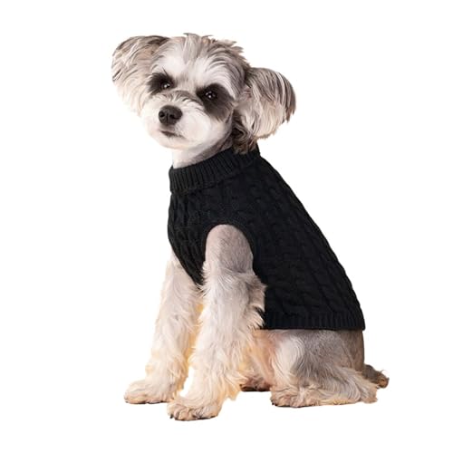 Hundepullover for kleine Hunde, Welpenkleidung, Warmer Rollkragenpullover, Schnauzer, Chihuahua, Mops, Kostüm, Haustierkleidung (Color : Black, Size : XL) von SpeesY