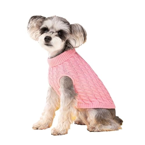 Hundepullover for kleine Hunde, Welpenkleidung, Warmer Rollkragenpullover, Schnauzer, Chihuahua, Mops, Kostüm, Haustierkleidung (Color : Pink, Size : S) von SpeesY