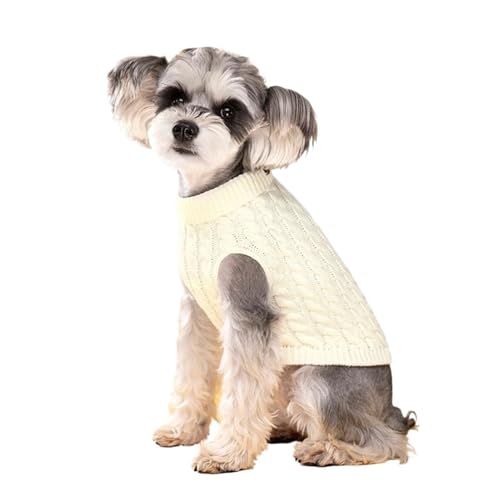 Hundepullover for kleine Hunde, Welpenkleidung, Warmer Rollkragenpullover, Schnauzer, Chihuahua, Mops, Kostüm, Haustierkleidung (Color : White, Size : S) von SpeesY