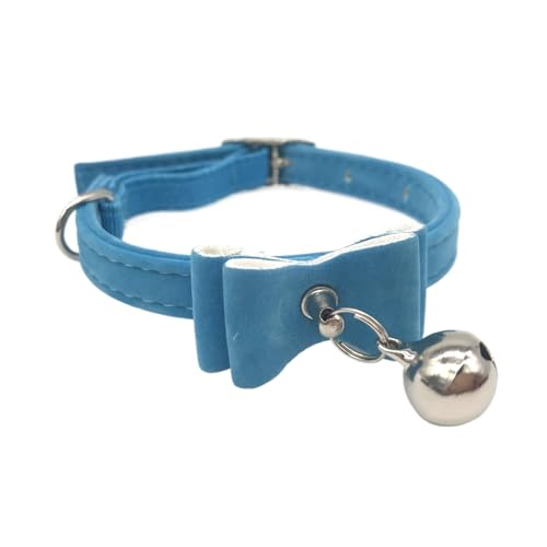 Katzenhalsband Fliege mit Glöckchen, Kleiner Hund, Katzenhalsband, sicher, weich, Kätzchen-Fliege, Halskette, Heimtierbedarf (Color : Blue, Size : M-1x30cm) von SpeesY