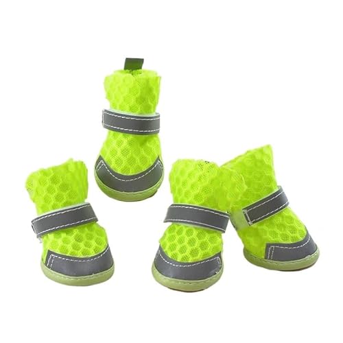 Reflektierende, atmungsaktive Netz-Hundeschuhe for kleine Hunde – Rutschfester Überzug for Welpen, Teddy, Bichon, Chihuahua, York (Color : Green, Size : 4inch) von SpeesY