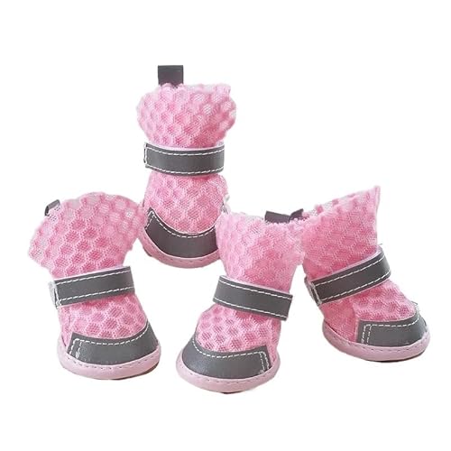 Reflektierende, atmungsaktive Netz-Hundeschuhe for kleine Hunde – Rutschfester Überzug for Welpen, Teddy, Bichon, Chihuahua, York (Color : Pink, Size : 3inch) von SpeesY