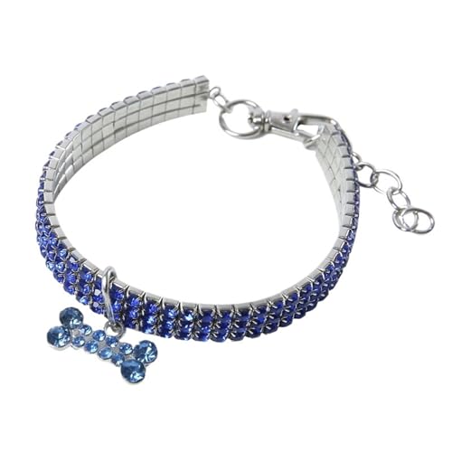 Süßes Katzenhalsband mit Strass-Anhänger-Halskette for Kätzchen und Welpen – Orange (Color : Blue, Size : L-Length 30cm) von SpeesY