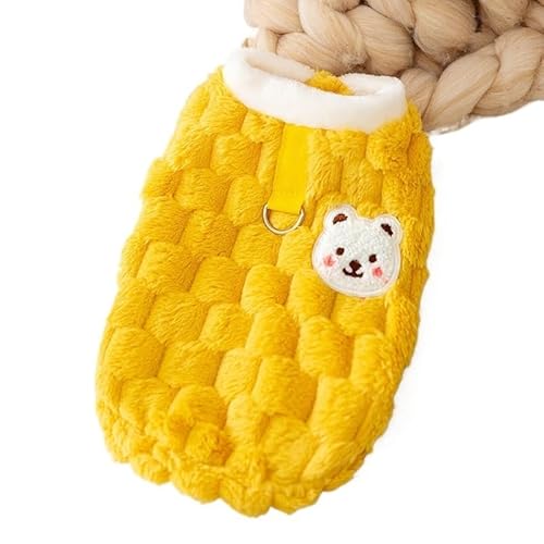 Warme Katzenkleidung for Katzen, niedlicher Haustier-Cardigan-Pullover mit Schnalle, Kostümkleidung (Color : Solid Yellow, Size : M-Suit 2-3kg) von SpeesY