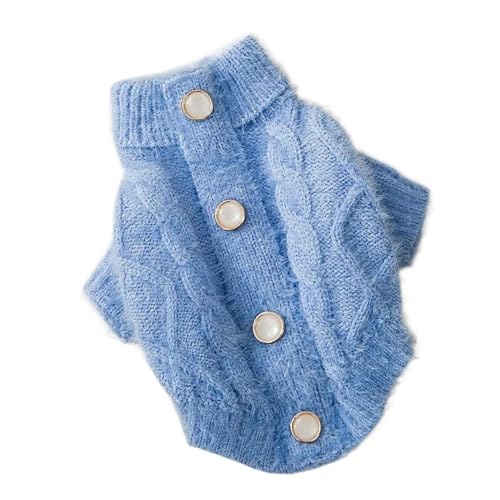 Warme Pullover for Hunde, Plüsch, Katzenpullover, Kätzchen, kleine Hunde, Kleidung, Hundepullover, Hundekleidung (Color : Blue, Size : M) von SpeesY