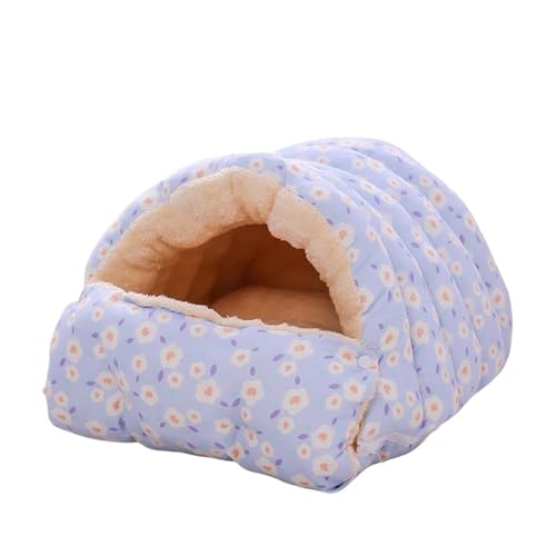 Warmes Katzenbett, superweich, niedliches Haustiernest, Kleiner Hundehütte, Katzenschlafbett, Haus, Haustierkissen, warme Matte, Zubehör (Color : Blue, Size : S-35x32x23cm) von SpeesY