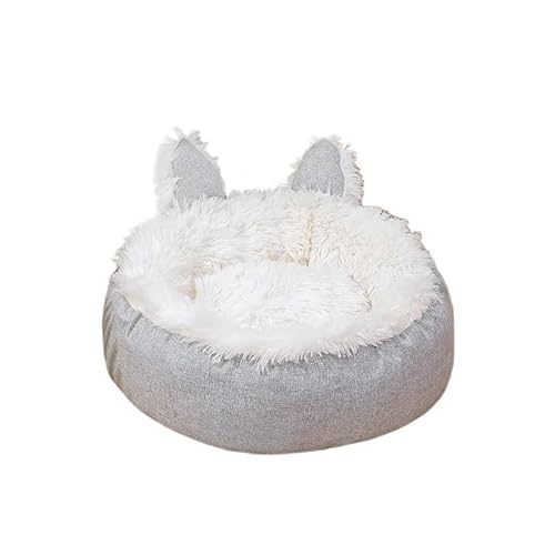 Weiches, waschbares Plüsch-Hasenohren-Form-Donut-Hundebett, Haustierkissen, warme Katzenbetten, Schlafmatte (Color : C1, Size : S-35cm) von SpeesY