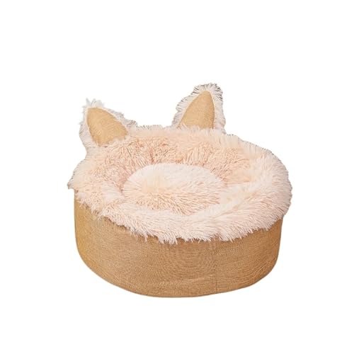 Weiches, waschbares Plüsch-Hasenohren-Form-Donut-Hundebett, Haustierkissen, warme Katzenbetten, Schlafmatte (Color : C2, Size : S-35cm) von SpeesY