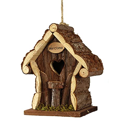 Deko Vogelhäuschen aus Holz - 22,5 x 15 x 11 cm - Holz Vogelhaus für Haustür oder Garten Dekoration Deko zum hängen von Spetebo