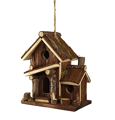 Deko Vogelhäuschen aus Holz - 23 x 19 x 12 cm - Holz Vogelhaus für Haustür oder Garten Dekoration Deko zum hängen von Spetebo