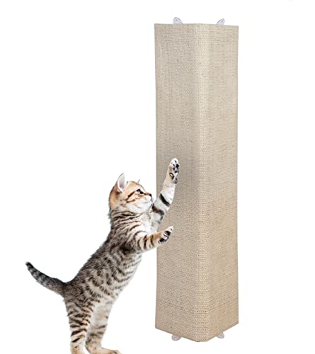 Spetebo Wand Katzenkratzbrett mit 2 verschiedenen Seiten - 80 x 27 cm - Sisal und Plüsch Katzen Kratzecke zum Legen oder Hängen - Kratzmatte zur Krallenpflege für die Wandmontage geeignet von Spetebo