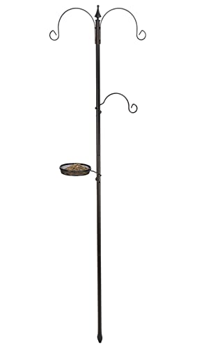 Vogel Futterstation aus Stahl in braun - 190 x 50 cm - Futterstelle mit Meisenknödel Halter und Futterschale - Garten Deko Futter Stelle Station Spender Schale von Spetebo