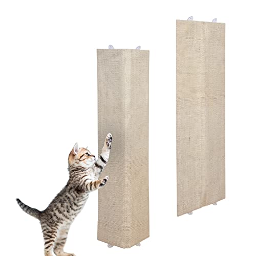 Wand Katzenkratzbrett mit 2 verschiedenen Seiten 80 x 27 cm - 2er Set - Sisal und Plüsch Katzen Kratzecke zum Legen oder Hängen - Kratzmatte zur Krallenpflege für die Wandmontage geeignet von Spetebo