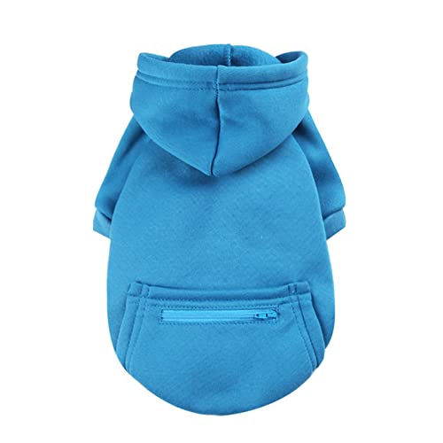 Hunde-Kapuzenpullover mit Mütze, Wintermantel für kaltes Wetter, Kleidung für kleine und mittelgroße Hunde, Blau, Größe L von SpirWoRchlan