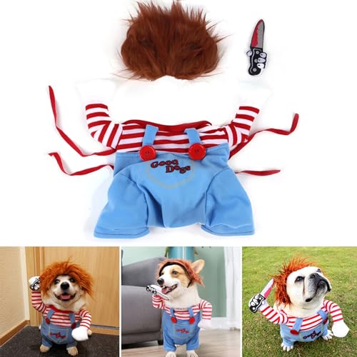 Pet Deadly Doll Dog Costume, Funny Halloween Chucky Costumes Cute Dog Clothes Party Cosplay Costume for Small Medium Large Dogs Cats Puppy Holiday Dress Up Cool Dog Outfit Scary Spooky Kitty Apparel von SpirWoRchlan