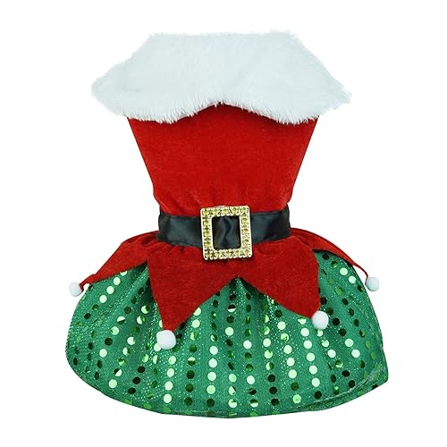 Weihnachtliche Haustierkleidung für Hunde, festlicher Weihnachtsmann-Rock mit glänzendem Pailletten-Saum, bequeme Kleidung, Weihnachtsdekoration, Urlaubsparty-Dekoration, Weihnachtsgeschenke (Rot und von SpirWoRchlan