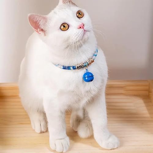 Halsband Katzen mit Glocke - Japanisch - verstellbar in der Länge - Farbe blau von Spire