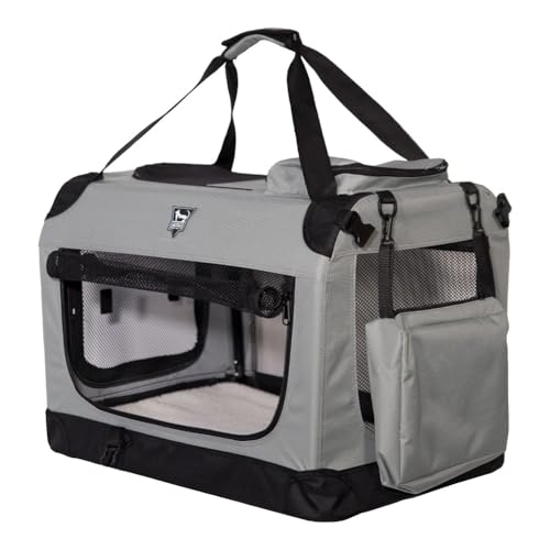 SPOCADO Palace Transporttasche für Hunde und Kleintiere - vielseitige Öffnungen, doppelte Tragegriffe, optimale Frischluftzufuhr - versch. Varianten verfügbar (Grau, 82 x 59 x 59) von Spocado