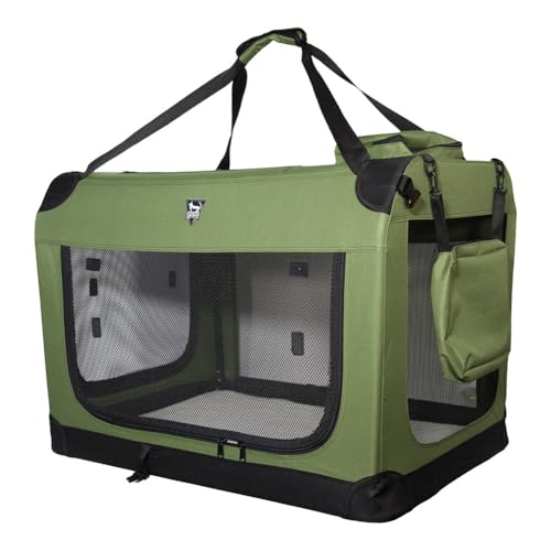 SPOCADO Palace Transporttasche für Hunde und Kleintiere - vielseitige Öffnungen, doppelte Tragegriffe, optimale Frischluftzufuhr - versch. Varianten verfügbar (Grün, 60 x 42 x 42 cm) von Spocado