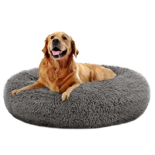 Spocado County Hundebett, Flauschiges Donutbett für Hunde & Katzen, weiches Polyester, maschinenwaschbar, Anti-Rutsch-Noppen, robust & langlebig (Anthrazit, 100 x 100 x 20 cm) von Spocado