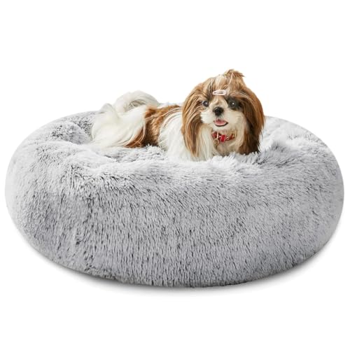 Spocado County Hundebett, Flauschiges Donutbett für Hunde & Katzen, weiches Polyester, maschinenwaschbar, Anti-Rutsch-Noppen, robust & langlebig (Grau, 100 x 100 x 20 cm) von Spocado