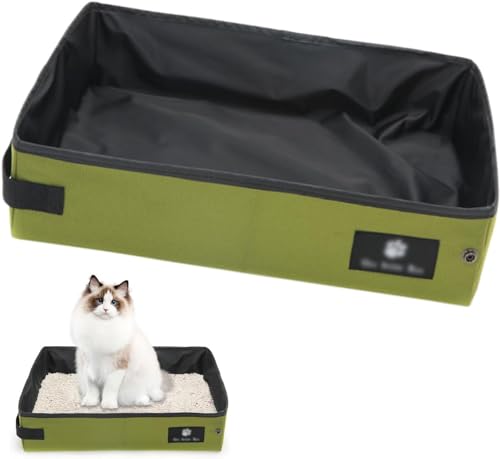 Katzenklo für Reisen Tragbare: Katzentoilette Faltbares Wasserdicht und Atmungsaktiv, Katzentoilette Leichte und einfache Reinigung, Cat Litter Box für Auto, Reisen, Camping(45 x 35 x 12,5cm) von Sporgo