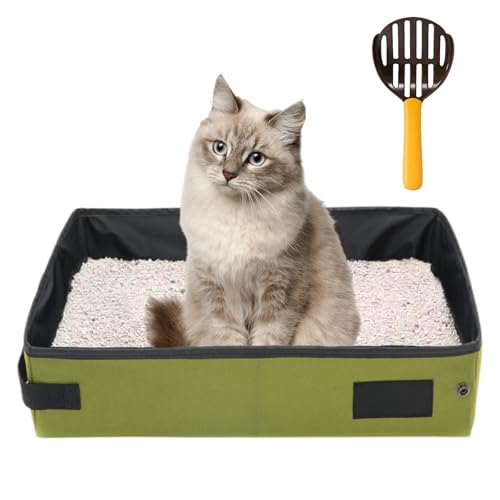 Katzenklo für Reisen Tragbare: Katzentoilette Faltbares Wasserdicht und Atmungsaktiv, mit Katzenstreuschaufel, Leichte und einfache Reinigung, Cat Litter Box für Auto Reisen Camping (45 * 35 * 12,5cm) von Sporgo