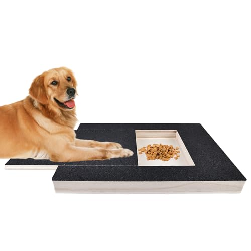 Kratzbrett für Hunde: Scratch Pad for Dogs Nail Board mit Leckerlibox, Massivholz Dog Nail Scratch Board Multifunktionale Kratzbretter zu Krallenknipsern und Schleifern für Hunde(Schwarz) von Sporgo