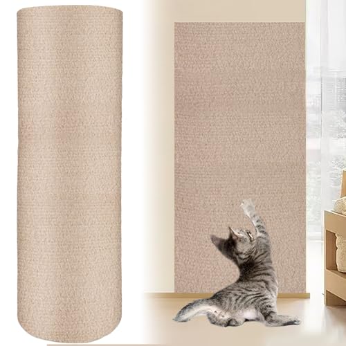 Kratzmatte Selbstklebend, Katzen Kratzbrett Wand 200 x 40cm Katze Kratzwand, Kratzteppich Katze, Katzenkratzbretter, Kratzecke für Katzen, Khaki von Sporgo