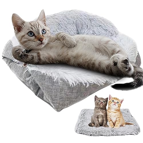 Sporgo 2 in 1 Katzenbett Flauschig Waschbar: 52 * 60CM Katzenkissen Katzendecke Weich Hundebett Waschbar Hundekissen, Kuschelig Hundedecke Katzen Bett für Katze Kleine Hunde zum Schlafen von Sporgo