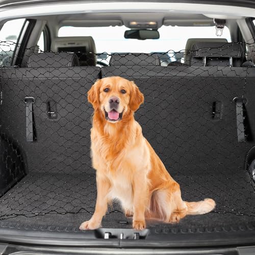 Sporgo Hunde Absperrnetz: Hundegitter Auto Kofferraum, verstellbare Auto-Isolationsbarriere, Sicherheitsnetz für Hunde, Trenngitter Kofferraum Hund mit 4 Haken, 120x70cm (47,2 Zoll x 27,5 Zoll) von Sporgo