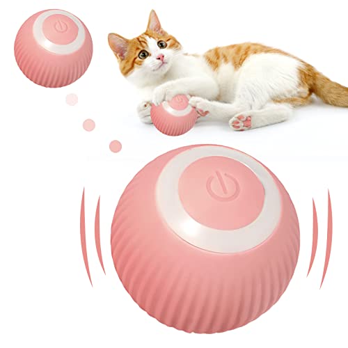 Sporgo Interaktives Katzenspielzeug Ball, Elektrisch Katzenball mit LED Licht, 360° Selbstrollende Ballspielzeug USB Wiederaufladbares, Automatischer rollender Ball Spielzeug für Katzen (Rosa) von Sporgo