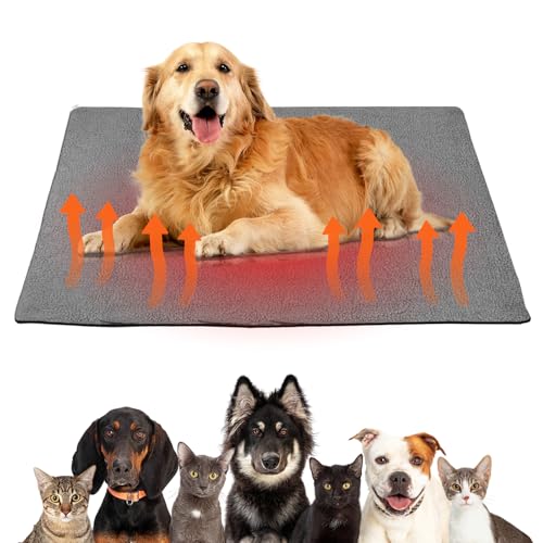 Sporgo Katzendecke Selbstheizende Decke für Katzen Hunde: Wärmematte Heizdecke Katzenbett 65x95cm, Selbstwärmend Wärmedecke Waschbare Katzenkissen Hunde Thermodecke, Grau von Sporgo