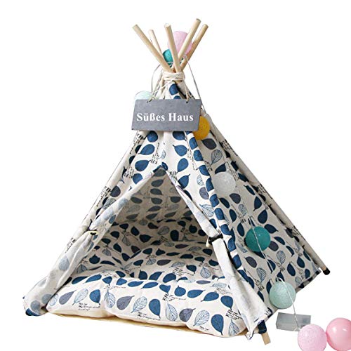 Sport Tent- Haustier Tipi Zelt Hundezelt Katzenzelt Haustierzelte Häuser mit Kissen Abnehmbar Waschbar Haustierbett Haustier Zelt Hundebett Katzenbett für Hunde Welpe Katze (L) von Sport Tent