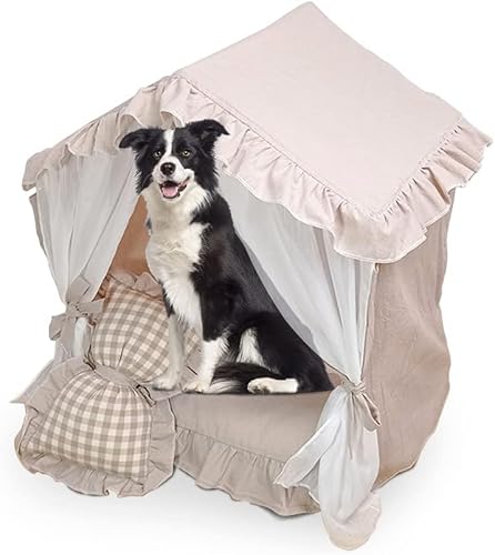 Sport Tent Haustierbett Höhle Hundehütten für drinnen Hunde Welpen & Katzen Zelt mit Kissen Prinzessin Bett Haustierhaus waschbare Hundebetten XS, Khaki, 0 von Sport Tent