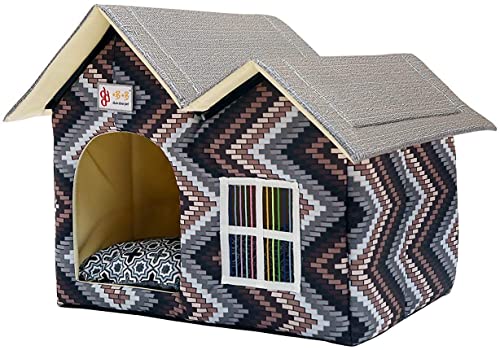 Sport Tent Faltbares Hundebett Hundehaus Hundehöhle Hundekissen Waschbares Haustierbett Hundehütte mit herausnehmbarer Matte Kissen, Doppeldach Zwinger für Hunde, Katzen Katzenhöhle Katzenhaus (Grau) von Sport Tent