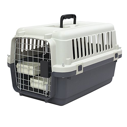 Sport Pet Designs Plastic Kennels Rolling Plastic Wire Door Travel Dog Crate - Small - No Wheel, Tan von SPORT PET