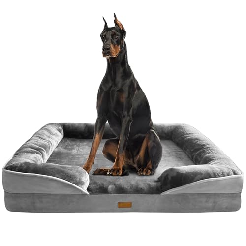 Spotted Play Orthopädisches Hundebett mit Seiten - Hundesofabetten für extra große Hunde, stützendes Schaumstoff-Haustier-Couch-Bett mit waschbarem, abnehmbarem Bezug, wasserdichtem Futter und von Spotted Play