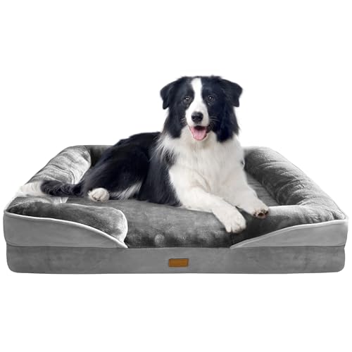 Spotted Play Orthopädisches Hundebett mit Seiten - Hundesofabetten für große Hunde, stützendes Schaumstoff-Haustier-Couch-Bett mit waschbarem, abnehmbarem Bezug, wasserdichtem Futter und rutschfester von Spotted Play