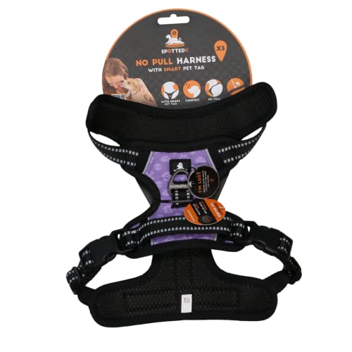 Spotted! PRO Harnas No-Pull – Hundegeschirr mit QR-Token - Hundegeschirr Anti Pull - Wasserdicht - Brustumfang 48-55 cm - Größe XS - Lila von Spotted! Pro