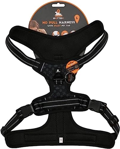 Spotted! PRO Harnas No-Pull – Hundegeschirr mit QR-Token - Hundegeschirr Anti Pull - Wasserdicht - Brustumfang 72-85 cm - Größe L - Anthrazit von Spotted! Pro