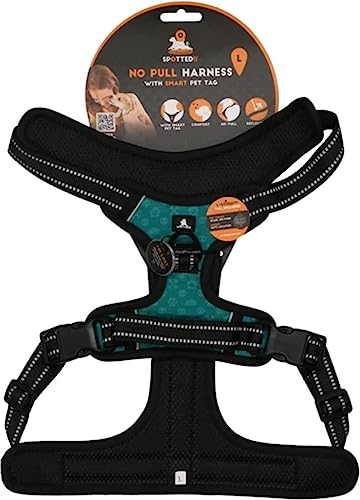 Spotted! PRO Harnas No-Pull – Hundegeschirr mit QR-Token - Hundegeschirr Anti Pull - Wasserdicht - Brustumfang 72-85 cm - Größe L - Grün von Spotted! Pro