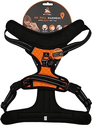 Spotted! PRO Harnas No-Pull – Hundegeschirr mit QR-Token - Hundegeschirr Anti Pull - Wasserdicht - Brustumfang 72-85 cm - Größe L - Orange von Spotted! Pro