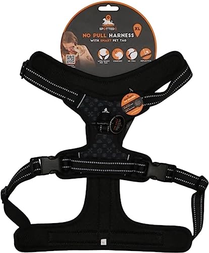 Spotted! PRO Harnas No-Pull – Hundegeschirr mit QR-Token - Hundegeschirr Anti Pull - Wasserdicht - Brustumfang 78-105 cm - Größe XL - Anthrazit von Spotted! Pro